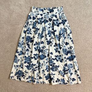 VTG Fritzi CA Womens Flowy Skirt Midi Pleated Floral Roses‎ Flared Modest Medium